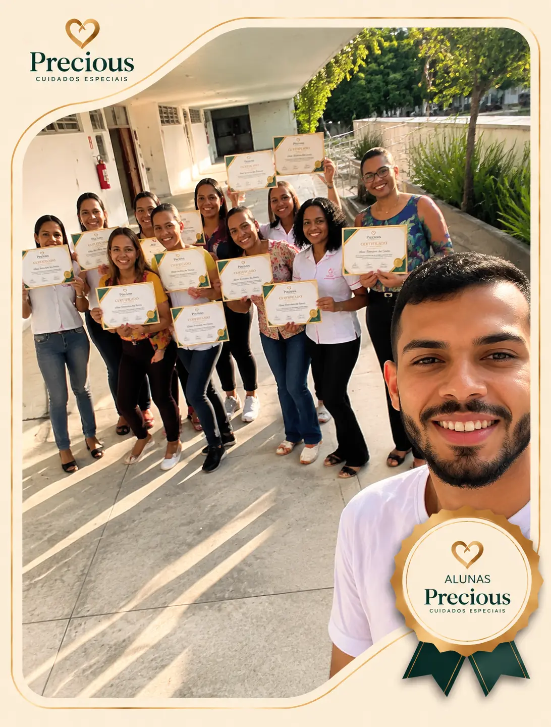 Alunas Precious com seus certificados