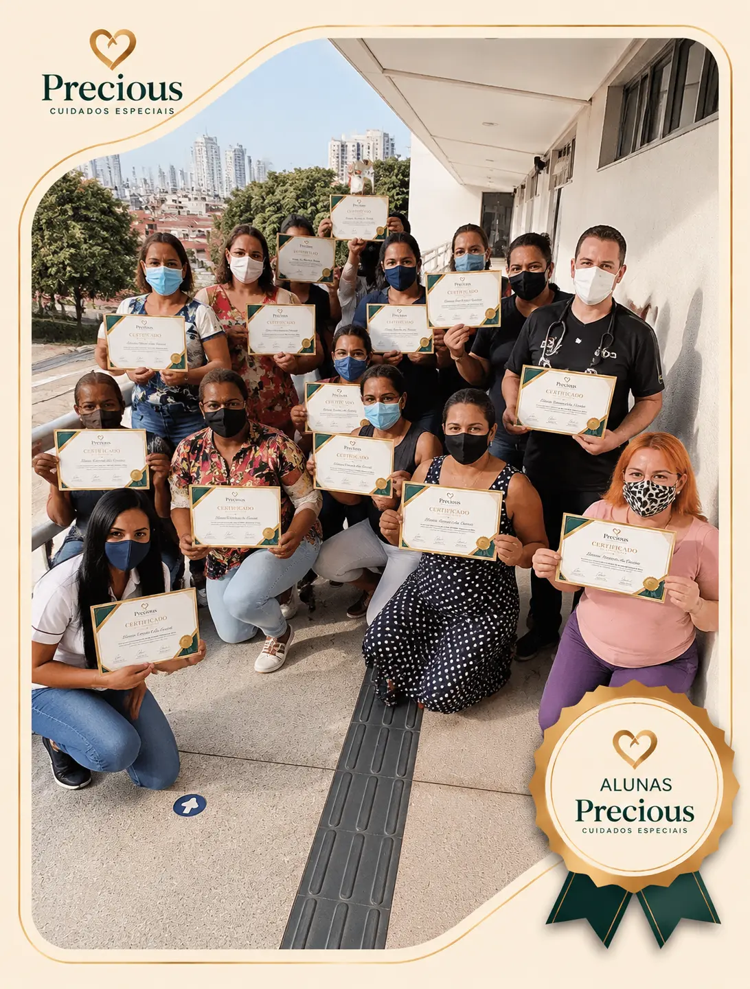 Alunas Precious com seus certificados