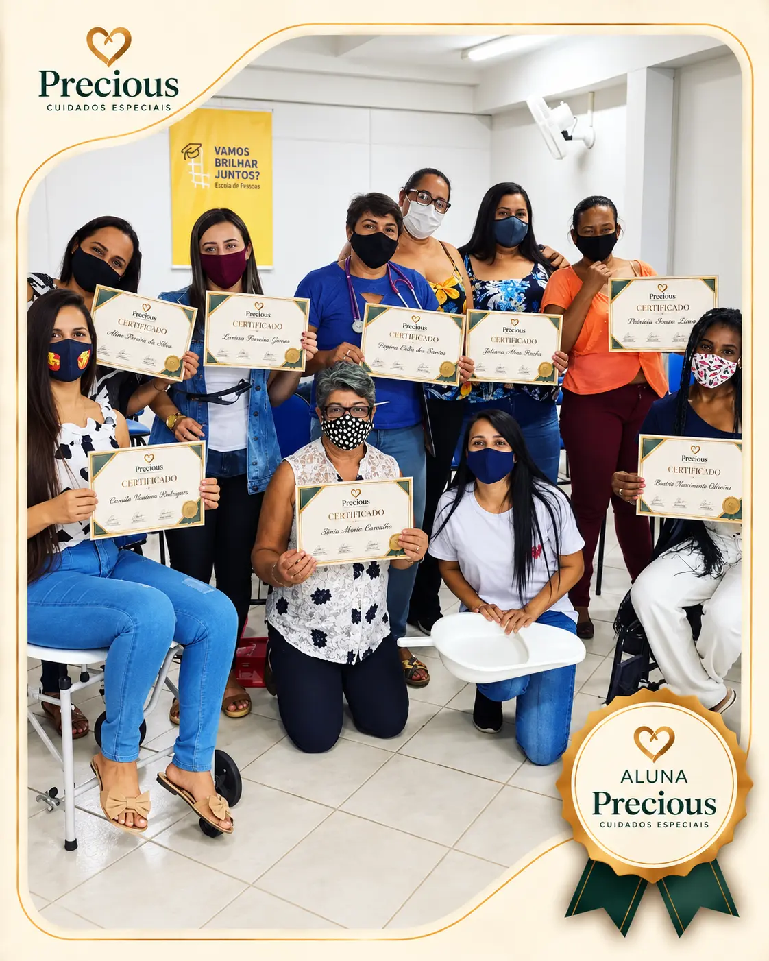 Alunas Precious com seus certificados